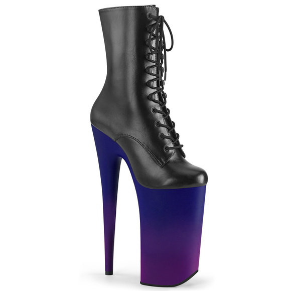 Ombre Platform Gogo Dance Lace Up Ankle Boots - Picture 1 of 5